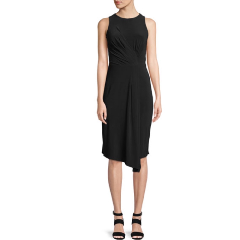TAYLOR Front-Knotted Black Cocktail Dress